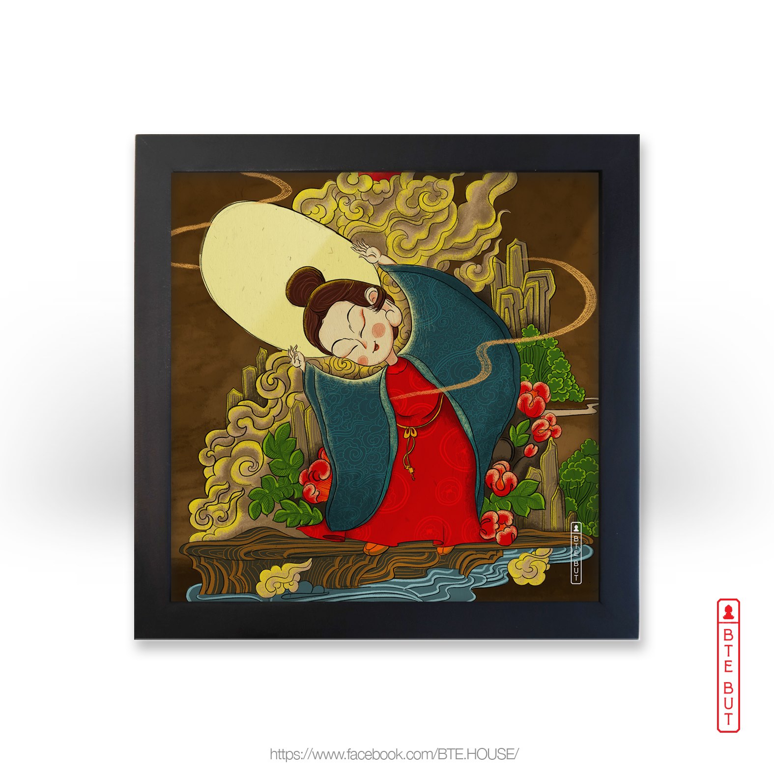 Tranh giấy Art - Quan Thế Âm Bồ Tát Nghiêng Người