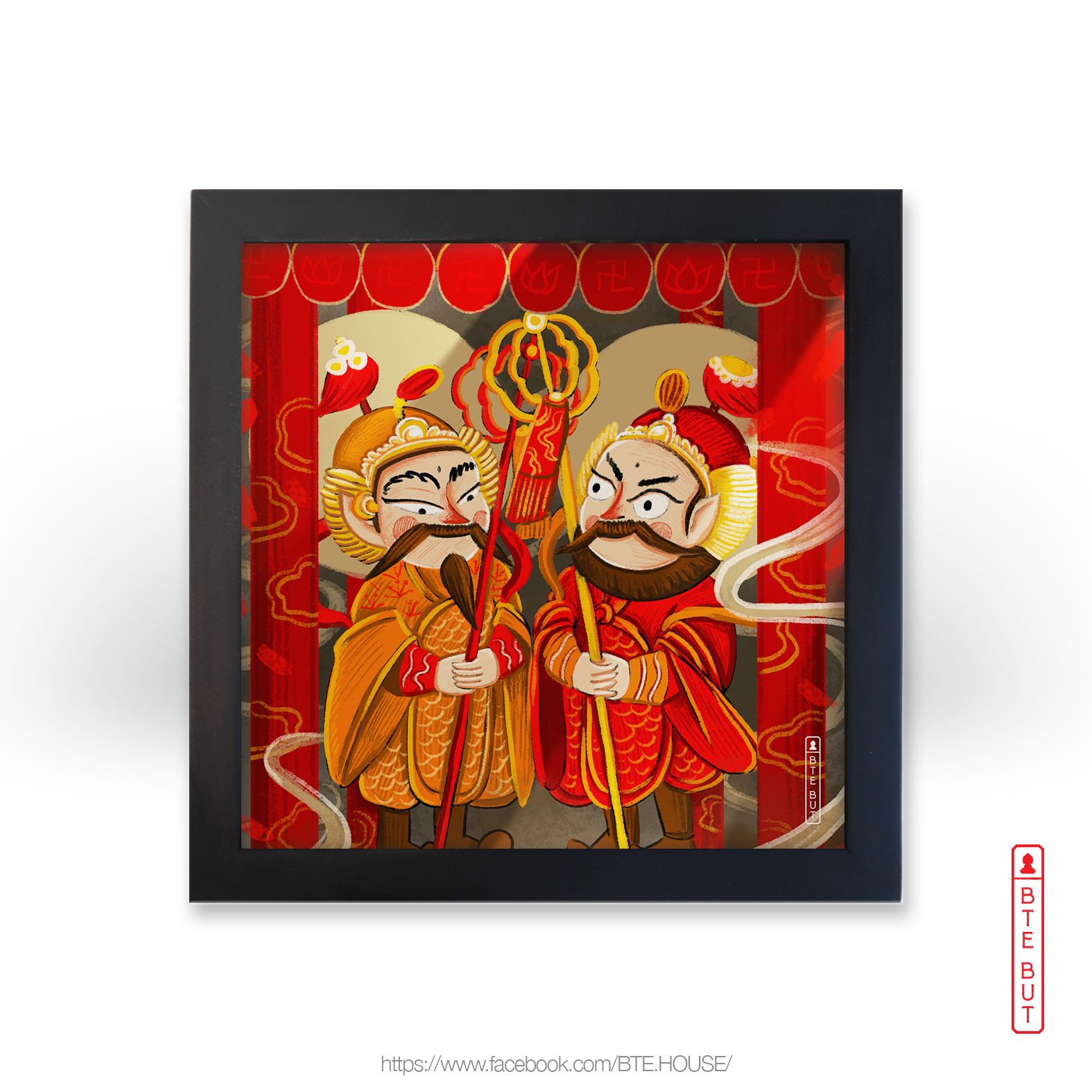 Tranh giấy Art - Hai Vị Hộ Pháp Bồ Tát