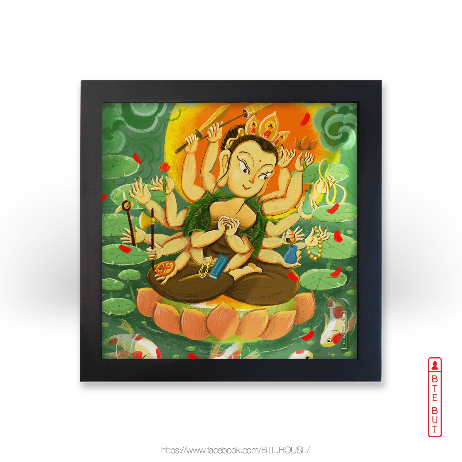 Tranh giấy Art - Phật Mẫu Chuẩn Đề Bồ Tát