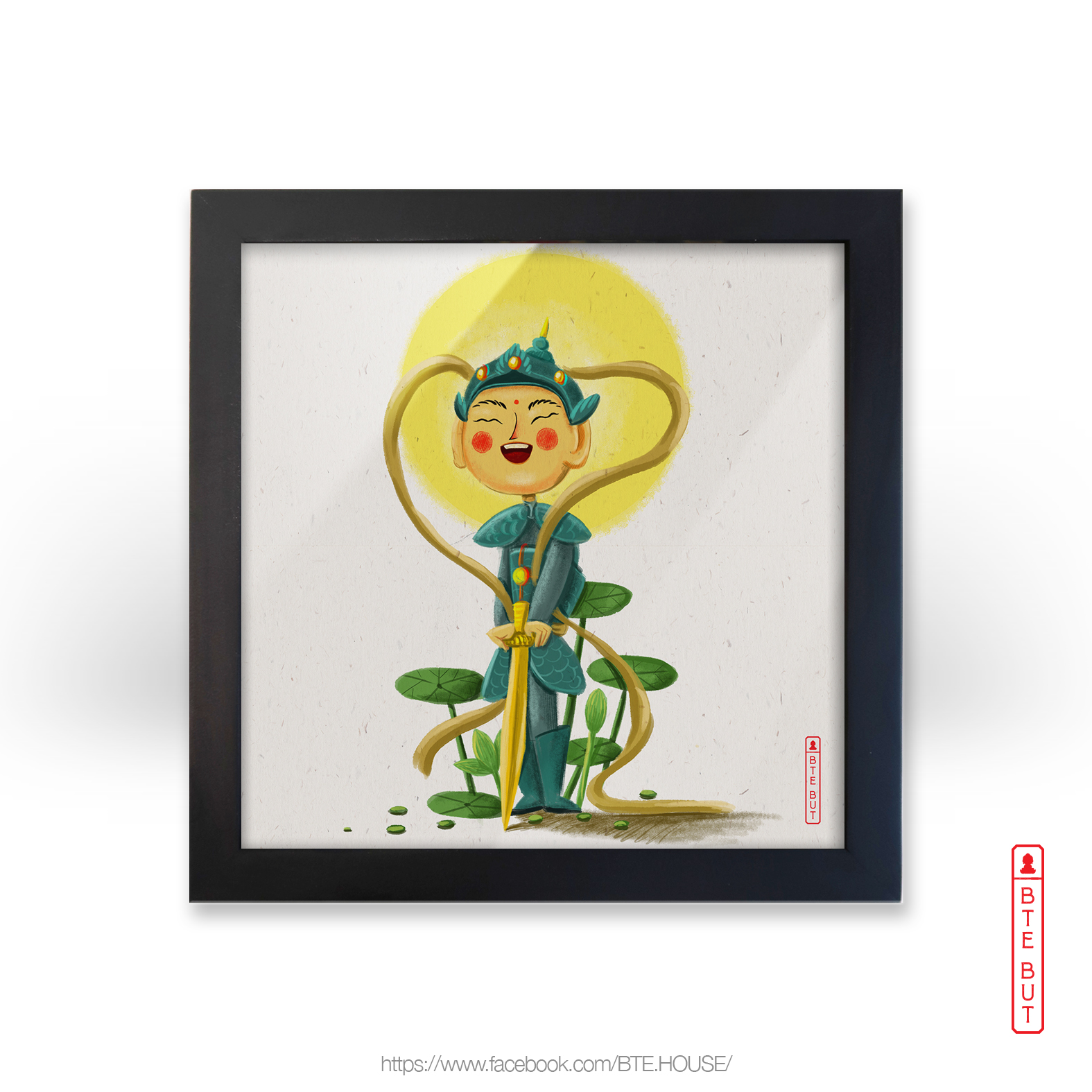 Tranh giấy Art - Hộ Pháp Bồ Tát Khuyến Thiện